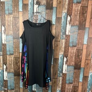 Butterfly dress with wings Asymmetrical Black Dress with Vibrant Accents